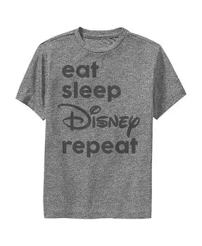 Детская футболка для выступлений Eat Sleep Repeat для мальчиков Disney, серый