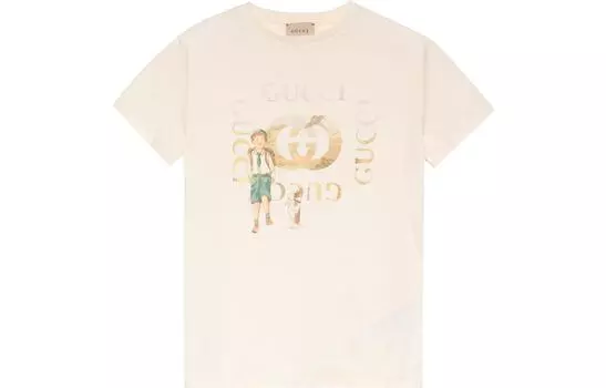 Футболка детская Gucci, бежевый / золотой