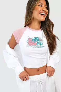 Детская футболка hawaii ringer Boohoo, розовый