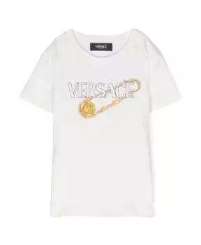 Детская футболка и поло с логотипом в виде головы медузы Versace, белый