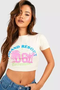 Детская футболка island resort Boohoo, экру