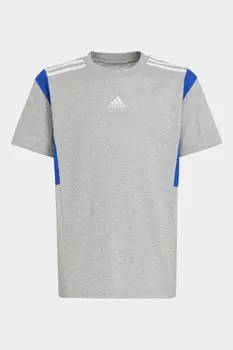 Детская футболка из 100% хлопка с цветными блоками Adidas, серый