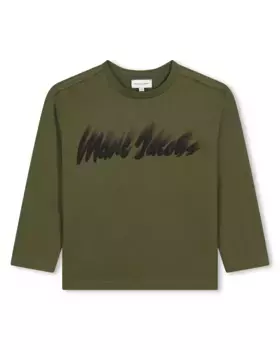 Детская футболка из 100% хлопка с логотипом спереди Marc Jacobs, цвет Kaki