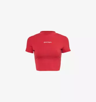 Детская футболка из джерси с вышитым классическим логотипом Palm Angels, красный