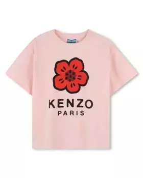 Детская футболка из хлопка с иллюстрацией спереди Kenzo Kids, цвет Rosa