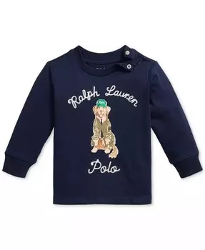 Детская футболка из хлопкового джерси для собак Polo Ralph Lauren, синий