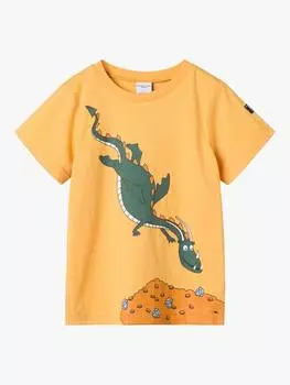 Детская футболка из органического хлопка с принтом дракона Polarn O. Pyret, желтый