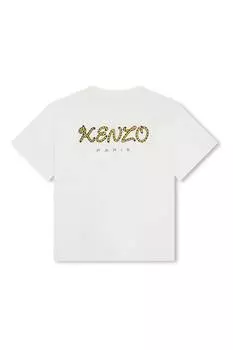 Детская футболка kenzo с короткими рукавами и логотипом с тигровым мотивом Kenzo Kids, бежевый