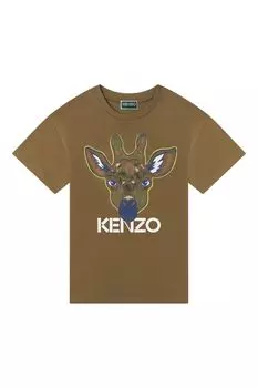 Детская футболка KENZO с принтом и логотипом Kenzo, зеленый