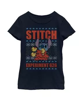 Детская футболка Lilo & Stitch Experiment 626 Ugly Sweater для девочек Disney