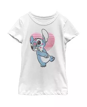 Детская футболка Lilo & Stitch Kissy Face ко Дню святого Валентина для девочек Disney