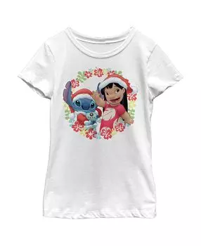 Детская футболка Lilo & Stitch с рождественским поздравлением для девочек Disney