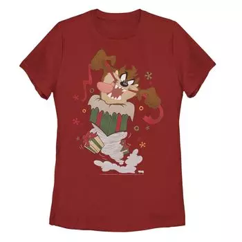 Детская футболка Looney Tunes Taz Christmas Ripping Presents Licensed Character, красный