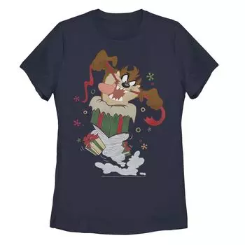Детская футболка Looney Tunes Taz Christmas Ripping Presents Licensed Character, темно-синий