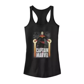 Детская футболка Marvel Captain Marvel In Flight с портретным логотипом, черная майка Licensed Character