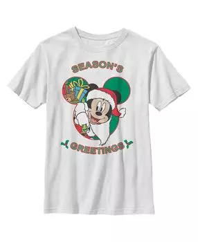 Детская футболка «Микки и друзья» для мальчиков «Рождественское поздравление с сезоном Санта-Микки» Disney