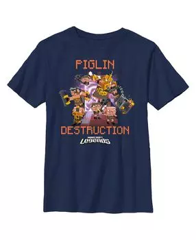 Детская футболка Minecraft Legends Piglin Destruction для мальчика Microsoft
