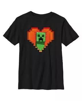 Детская футболка Minecraft с изображением Creeper Heart для мальчиков ко Дню святого Валентина Microsoft