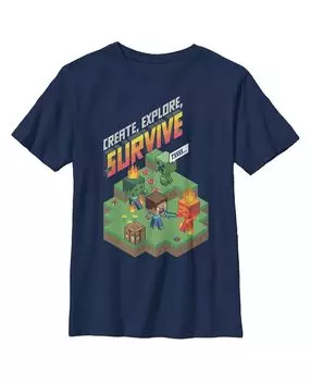 Детская футболка Minecraft Steve Create Explore Survive для мальчика Microsoft