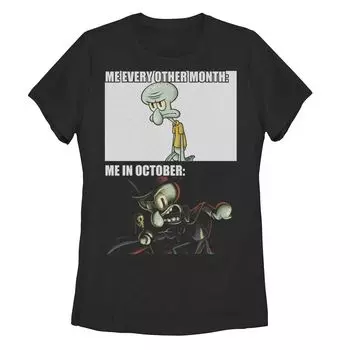 Детская футболка Nickelodeon Spongebob Squarepants Squidward October Meme с графическим рисунком Licensed Character