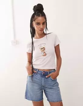 Детская футболка Noisy May с принтом медведя нежно-розового цвета