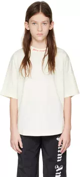 Детская футболка Off-White Classic Overlogo Palm Angels, Butter/Cherry