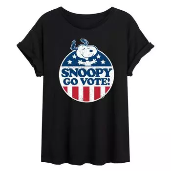 Детская футболка Peanuts Charlie Brown & Snoopy Go Vote с струящимся рисунком Licensed Character, черный