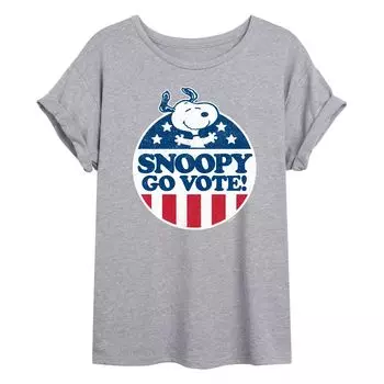 Детская футболка Peanuts Charlie Brown & Snoopy Go Vote с струящимся рисунком Licensed Character, серый