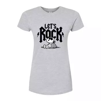 Детская футболка Peanuts Charlie Brown & Snoopy Lets Rock с графическим рисунком Licensed Character, серый