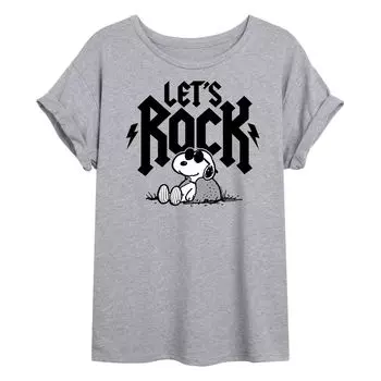 Детская футболка Peanuts Charlie Brown & Snoopy Lets Rock с струящимся рисунком Licensed Character
