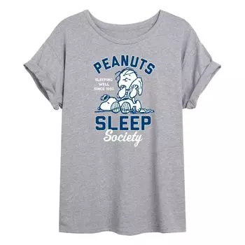 Детская футболка Peanuts Charlie Brown & Snoopy Sleep Society с струящимся рисунком Licensed Character, серый
