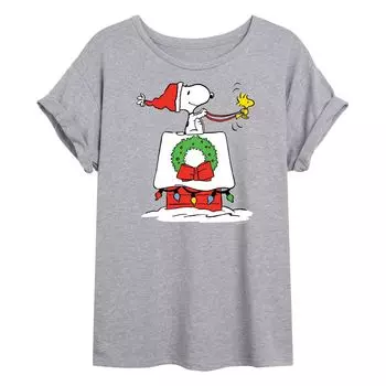 Детская футболка Peanuts Sleigh House с струящимся рисунком и рисунком Licensed Character