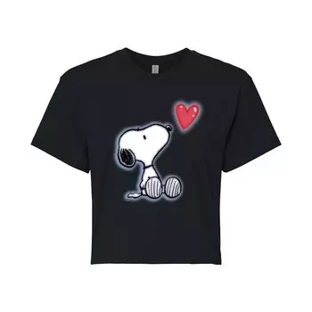 Детская футболка Peanuts Snoopy Heart с рисунком аэрографа Licensed Character, черный