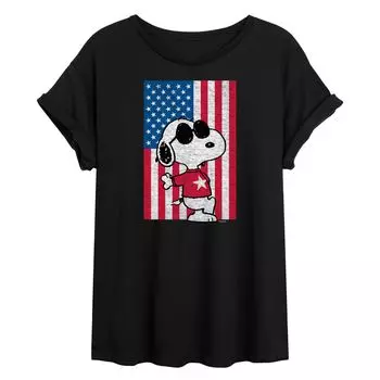 Детская футболка Peanuts Snoopy Joe Cool с струящимся рисунком и флагом Licensed Character, черный