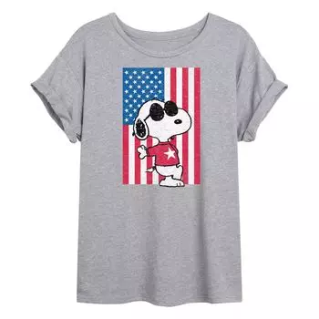 Детская футболка Peanuts Snoopy Joe Cool с струящимся рисунком и флагом Licensed Character, серый
