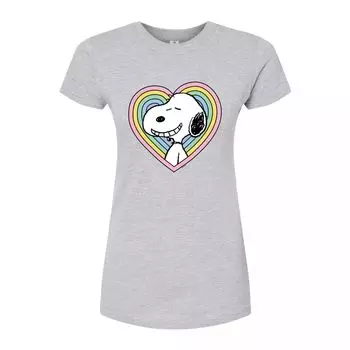 Детская футболка Peanuts Snoopy с графическим принтом в форме сердца Licensed Character, серый