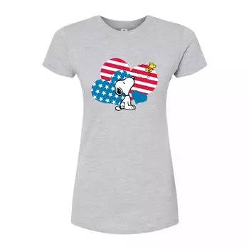 Детская футболка Peanuts Snoopy с сердечками и графическим рисунком Licensed Character, серый