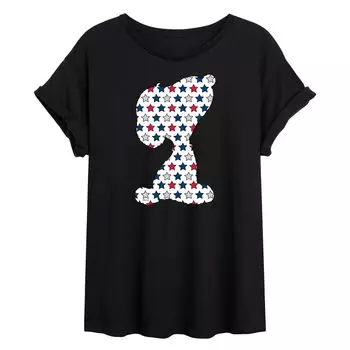 Детская футболка Peanuts Snoopy USA Stars с струящимся рисунком Licensed Character, черный