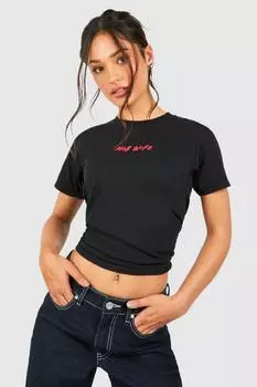 Детская футболка Petite Mob Wife boohoo, черный
