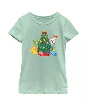 Детская футболка Pokemon Christmas Tree Friends для девочек Nintendo
