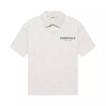 Детская футболка-поло с короткими рукавами Fear of God Essentials, цвет Light Heather Oatmeal