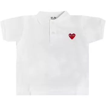 Детская футболка-поло с сердечком Comme des Garons PLAY, цвет Белый