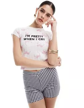 Детская футболка-пуанте ASOS DESIGN с красивым слоганом и принтом в виде банта по всей поверхности