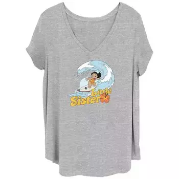 Детская футболка размера Little Sister Surfing Little Sister от Disney's Lilo & Stitch с рисунком Disney
