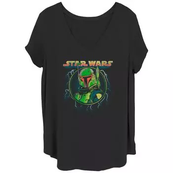 Детская футболка размера плюс «Звездные войны» Disney's Size Boba Tea с V-образным вырезом и графикой Licensed Character