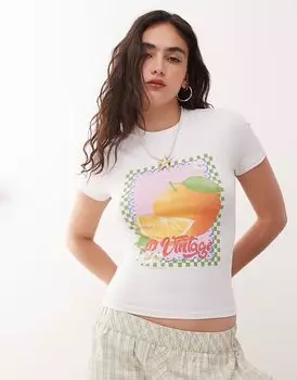 Детская футболка Reclaimed Vintage с изображением фруктов белого цвета