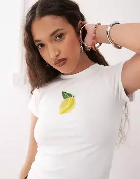 Детская футболка Reclaimed Vintage с отделкой из лимонного бисера белого цвета