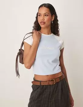 Детская футболка реглан с логотипом Western Rope Dickies светло-голубого и бежевого цветов