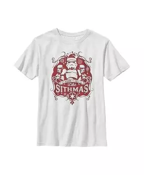 Детская футболка Рождество в стиле Ситмы для мальчика со Звездными войнами Disney Lucasfilm, белый