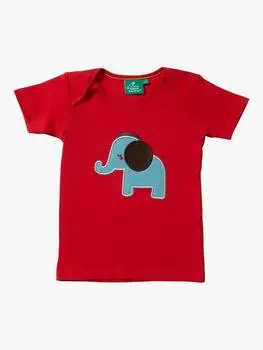 Детская футболка с аппликацией в виде маленького слона Little Green Radicals, красный